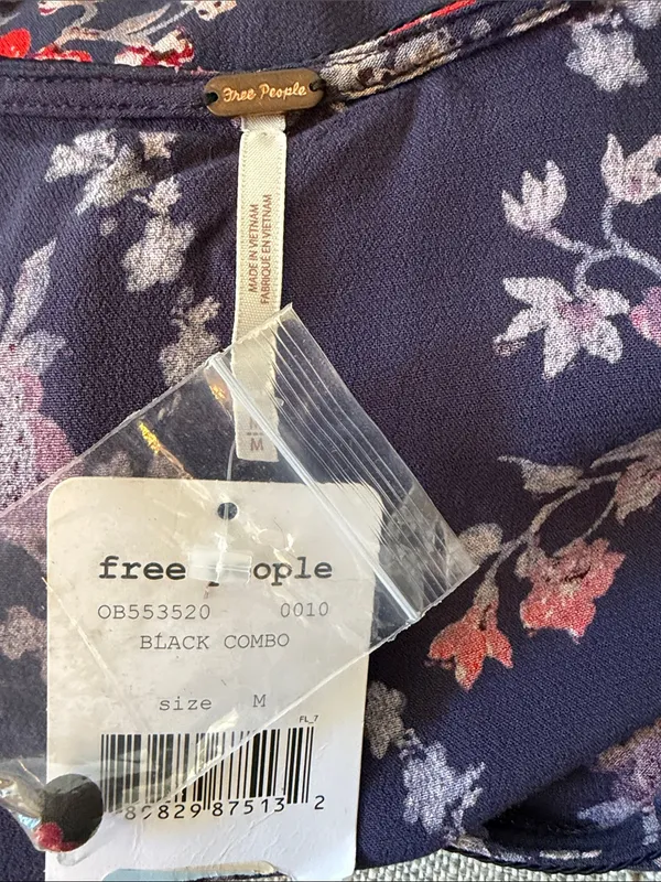 Free People The Way The World Turns Floral Boho Long Sleeve Blouse Top Medium - Image 7
