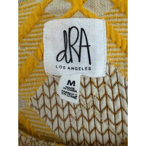 dRA Los Angeles Yellow White Chevron Lattice Midi Dress Pockets Womens M‎ - Image 2