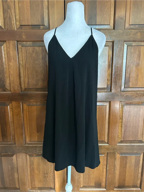 Alice + Olivia Fierra Black Silk Blend Racerback Y-Back Slip Dress Size S / P - Image 2