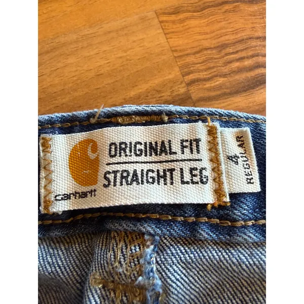 Carhartt Straight Leg Jeans Womens 4 Regular Blue Original Fit Denim Pants work - Image 4