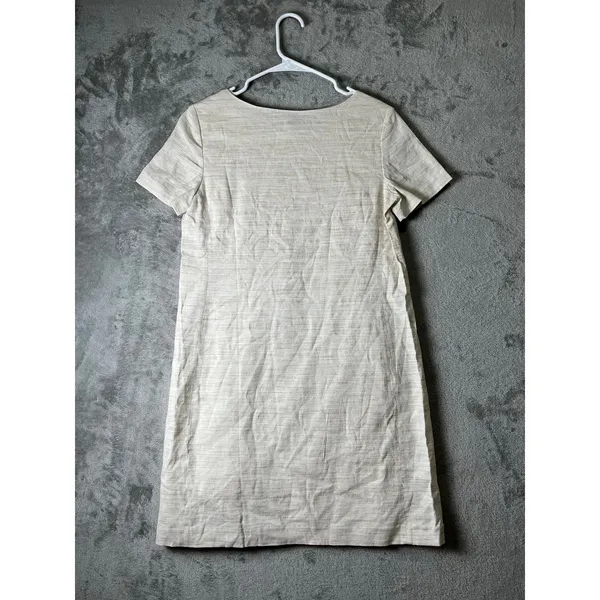 Theory Panel Shift Dress Sharkskin Crunch Linen Blend Short Sleeve Shift Dress S - Image 3