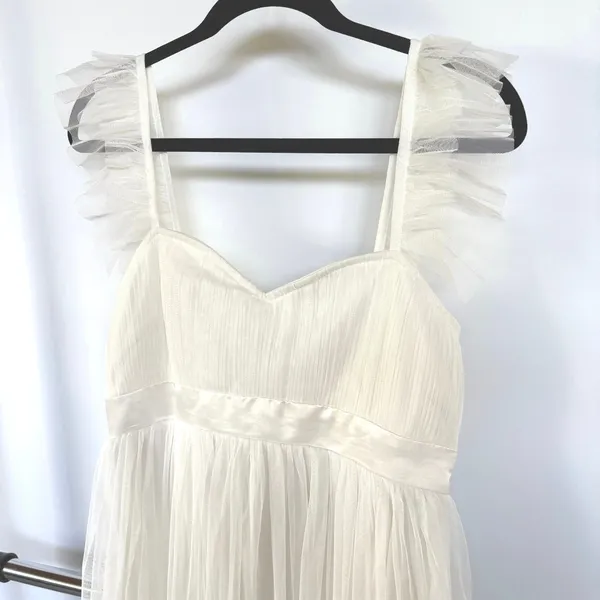 Anaya Maternity Maxi Dress Cream Babydoll Tulle Gauzy Summer Ethereal Size 4 - Image 2