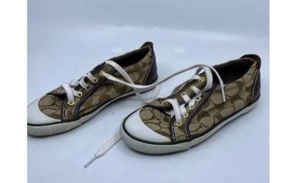 Coach White Tan Women's Sneakers Size 6B - Image 4