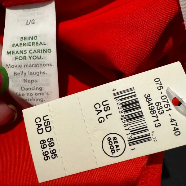 NWT Aerie Wide Rib Cut Out Ring One Piece Swimsuit‎ Red L Monokini - Image 7