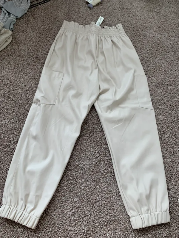 Mustard Seed NWT boutique Off White faux leather joggers - Image 7