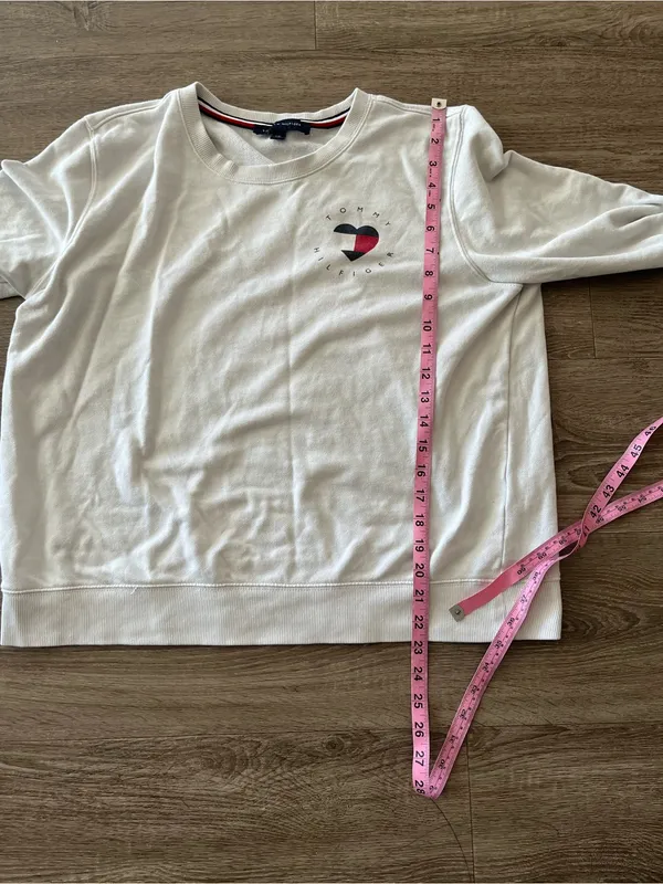 Tommy Hilfiger Womens Crewneck Sweatshirt Large White Heart Logo Cotton Preppy - Image 11