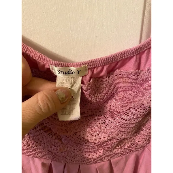 Studio Y Pink lace flutter sleeve Top size L Y2k - Image 5