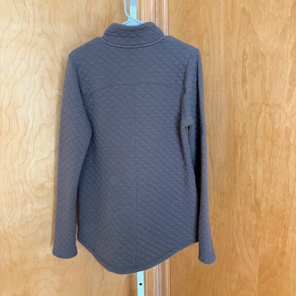 Duluth‎ Trading Co Quilted Snap Neck Pullover Sweatshirt Taupe Brown Size S - Image 5