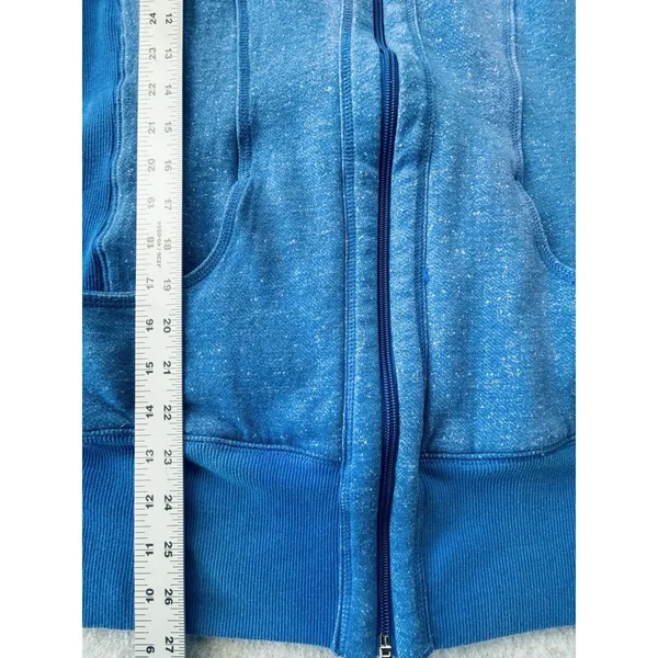 Active‎ Life Women's Long Hoodie Coat XXL Blue Fleece Lined Pockets Open Front - Image 8
