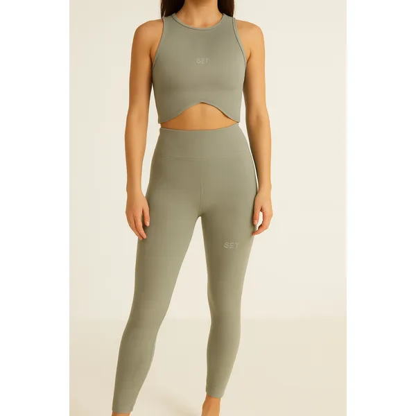 Set Active Sculptflex High Neck Angle Bra Leggings 2-piece Oat Milk Large - Image 15