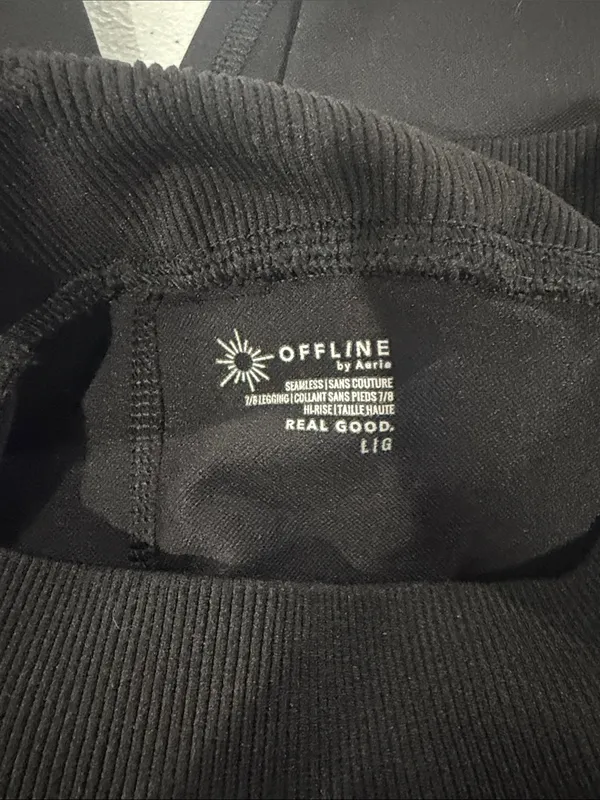 OFFLINE By Aerie Real Me High Waisted Extra Hold Thick Legging Woman’s L‎ Black - Image 3