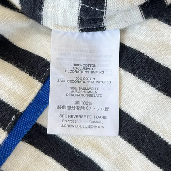 Women's Striped J.Crew Dress Midi Size‎ Small GUC 100% Cotton Black White Piping - Image 6