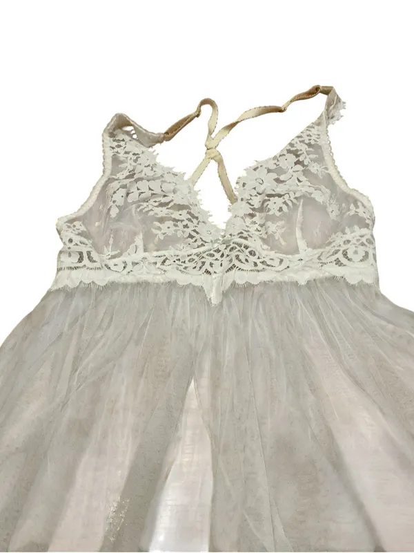 Victoria’s Secret babydoll dress white sheer embroidered size medium - Image 2