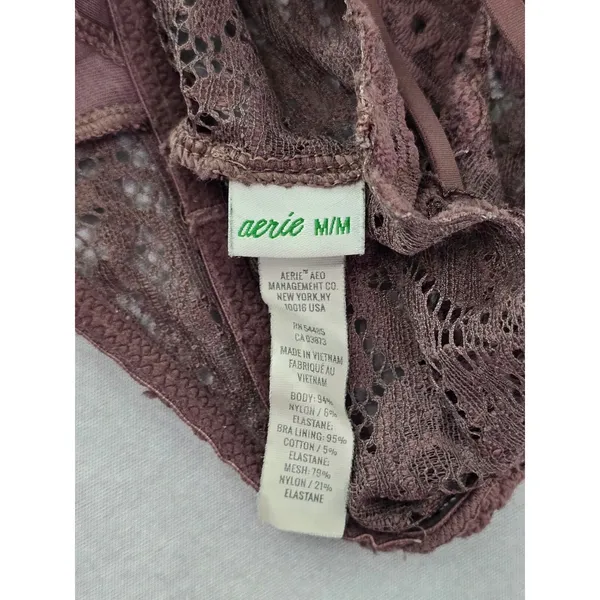 Aerie Brown Romantic Boudoir Bridal Cottage Lingerie Feminine Lace Bra Medium - Image 6