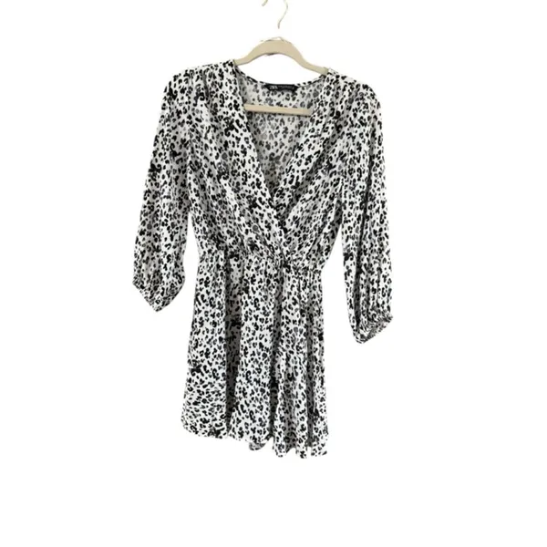Zara Monochrome Patterned Mini Dress - Image 9