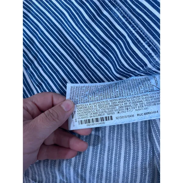 Zara Blue Stripe Strapless Denim Tube Y2K Mini Dress‎ Size Medium - Image 4