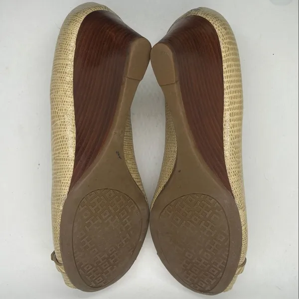 Tory Burch Sexy Tan Peep-Toe Wedge Heel Shoes **Size 8.5** 🔥🔥 - Image 8