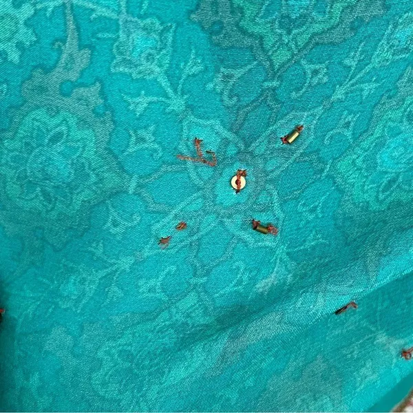 Anthropologie Tanvi Kedia Glimmering Ankita Dress Boho Teal Beaded S - Image 6