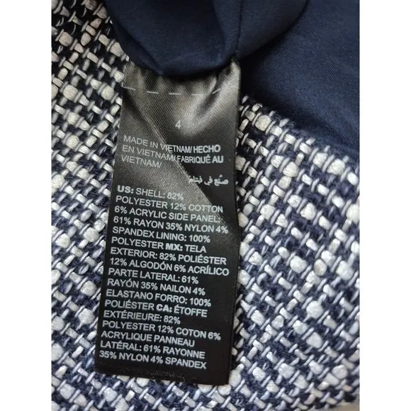 White House Black Market Womens Pencil Skirt Blue Ecru Tweed Size 4 - Image 5