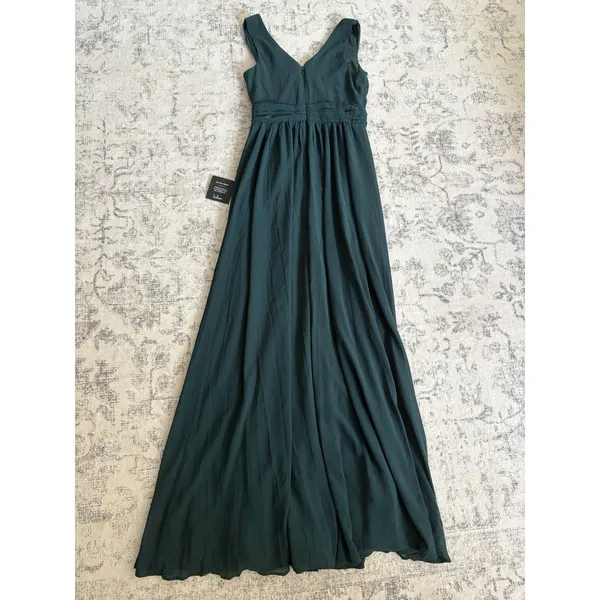 Lulus Thoughts of Hue Emerald Green Surplice Maxi Dress Size XS NWT Bridesmaid - Image 5