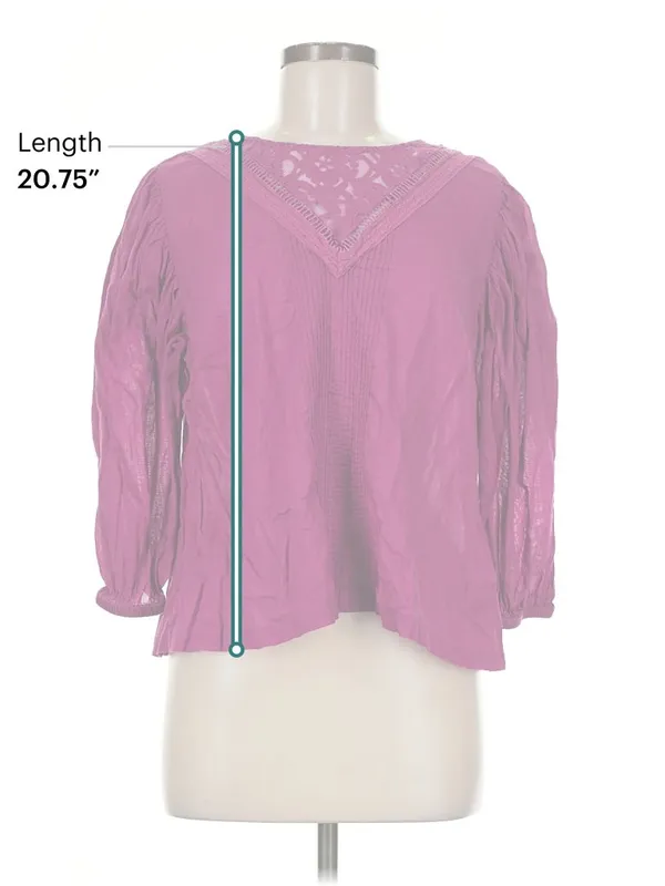 Farm Rio for Anthropologie Magenta Lace Puff Sleeve Blouse Top M Petite - Image 5
