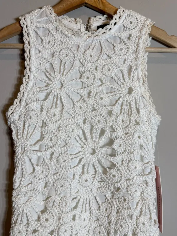 Aqua Crochet Mini Dress Women's XXS White Bridal Bachelorette Cocktail Party NWT - Image 8