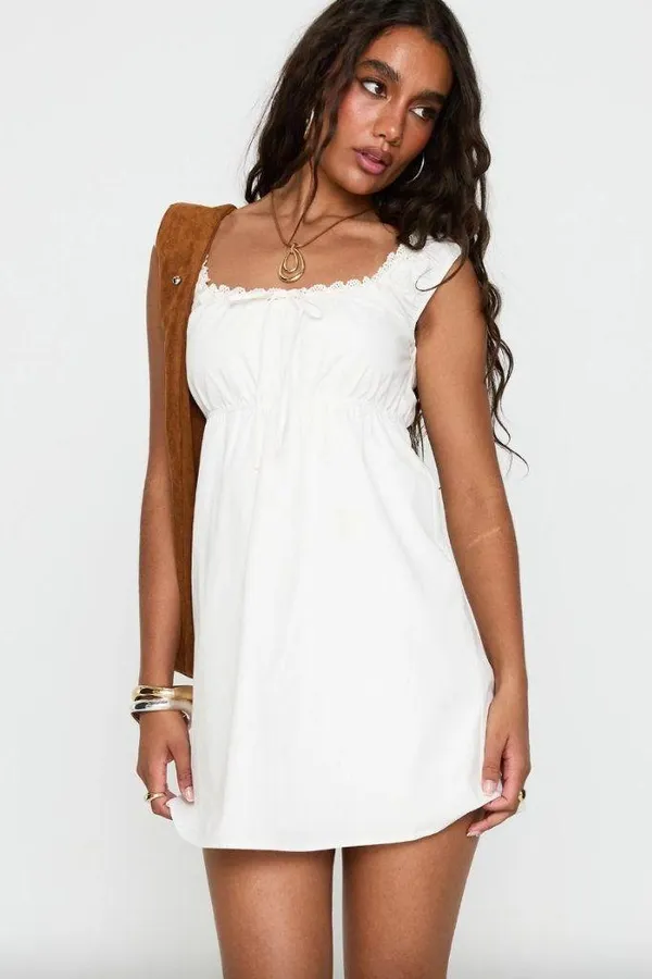 Princess Polly Gentle Love White Lace Trim Mini Dress 6 NWT - Image 2