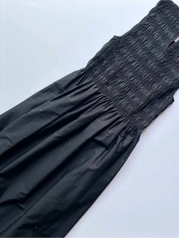 Madewell The Embroidered Melody Smocked Midi Dress Black - Image 7