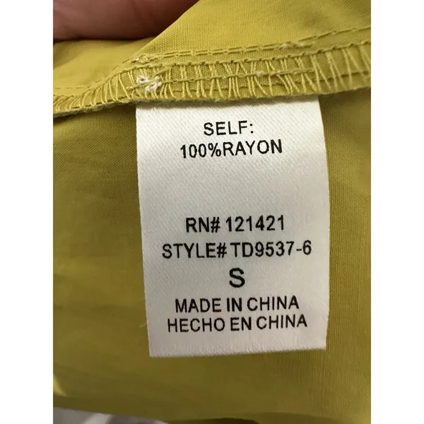 Ellison maxi dress ruffled cap sleeves Size S 100%rayon green, lime V neck - Image 5