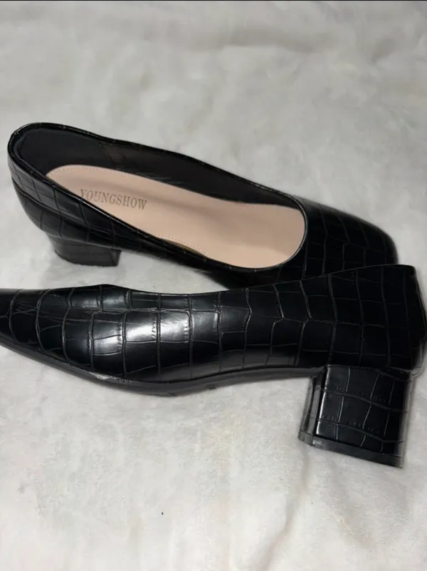 Youngshow faux crocodile block heels Black Size 9 - Image 2