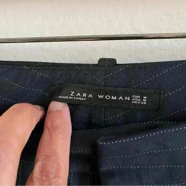 Zara Woman Navy Blue‎ Pin Dot Stripes Business Casual Pants Size M - Image 9