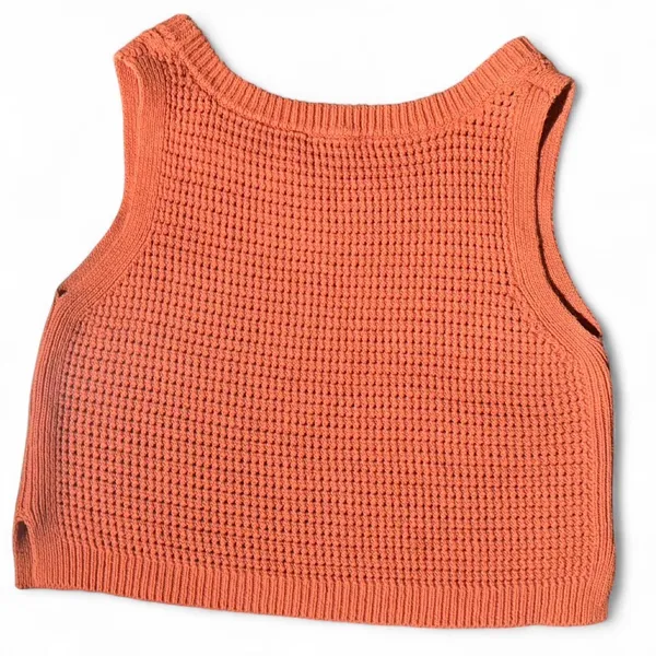 Lulus Terracotta Orange Open Stitch Knit Crop Tank Size S - Image 3