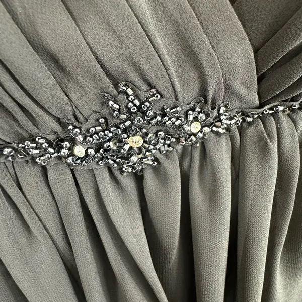 Vintage Bel Soie Black Strapless Beaded Empire Waist Floor Length Gown Size 8‎ - Image 4