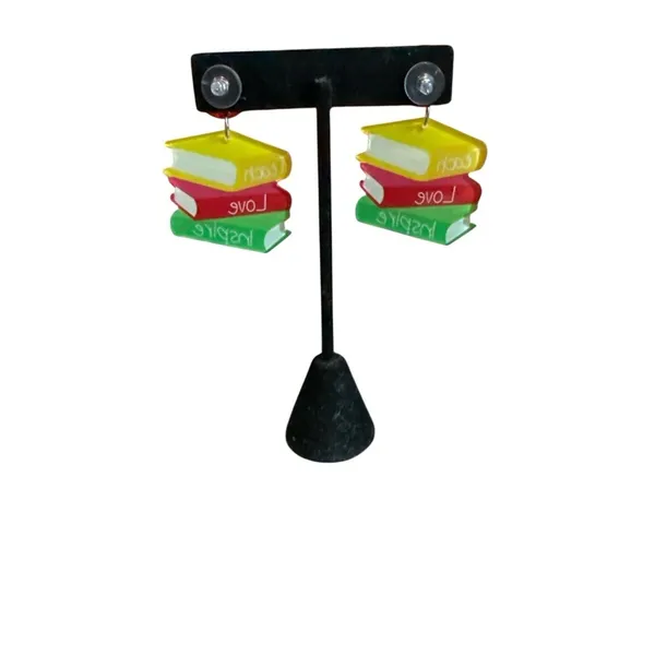 3/$20‎ Colorful Stack of Books Earrings - Image 5