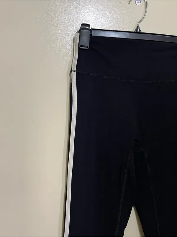 Monday Swimwear Black Leggings with White Side Stripe - Image 3