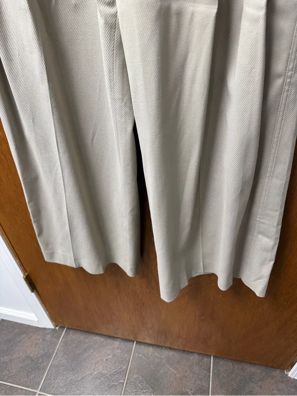 St. John High Rise Wool Blend Wide Leg Pleated Trousers Pants Beige Cream 6 - Image 5