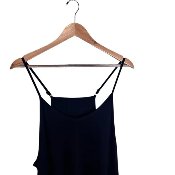 Women's Black Jumpsuit V Neck Strappy Sleeveless Pockets Large Casual Comfy - Image 2