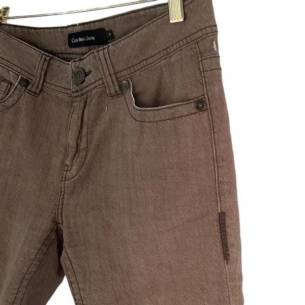 Calvin Klein Jeans Bermuda Shorts Capris Brown Denim Size 6‎ - Image 2