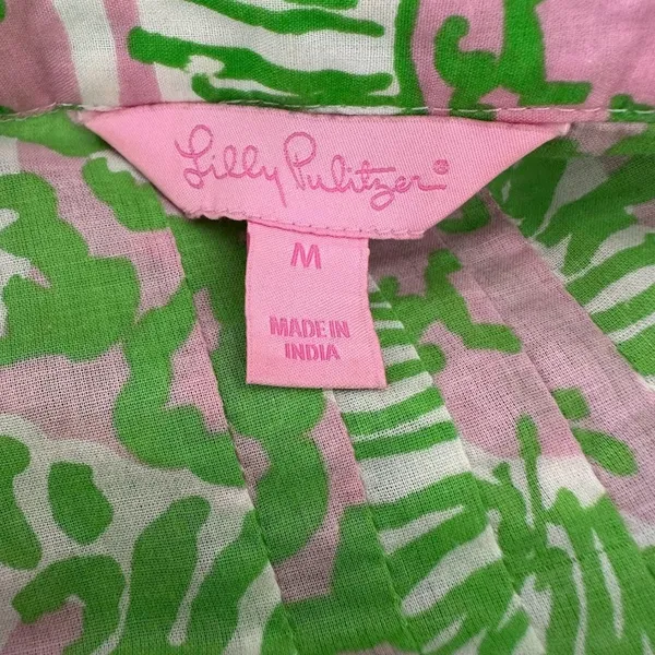 Lilly Pulitzer Womens‎ Sarasota V-Neck Beaded Tunic Top Size Medium Cotton Green - Image 6