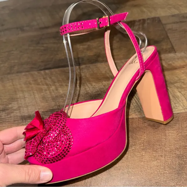 New York & Company Raya Rhinestone Flower Platform Heels Pump Size 9 - Image 8