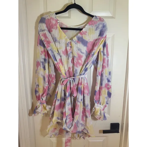 New! Endless Rose Tie-Dye Chiffon‎ Pleated Mini Dress, XS - Image 11