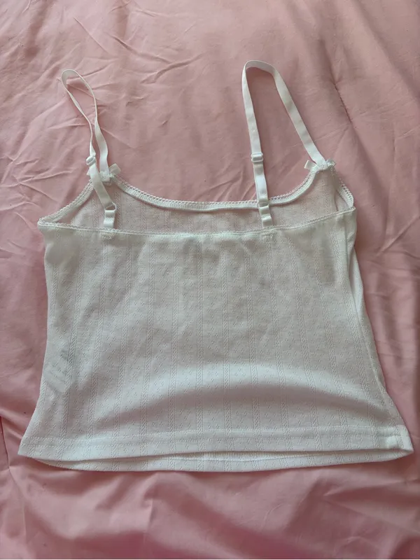 White Lace-Trim Camisole Tank Top - Image 3