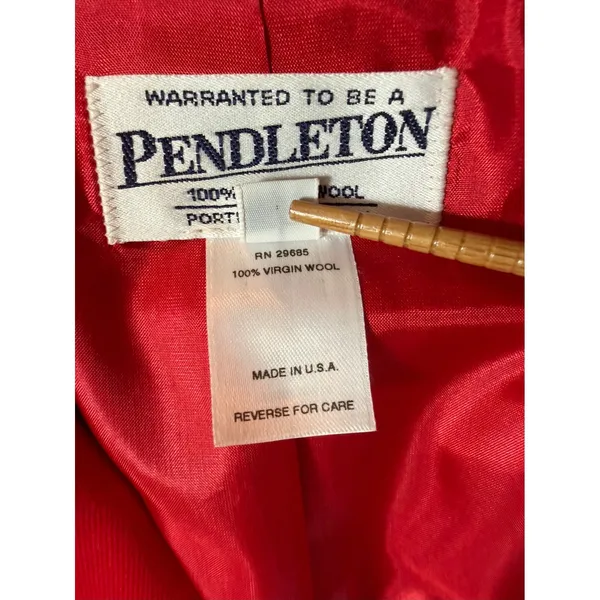 Vtg Pendleton Red Virgin Wool Blazer Jacket 14 Single Button USA Made Academia - Image 4