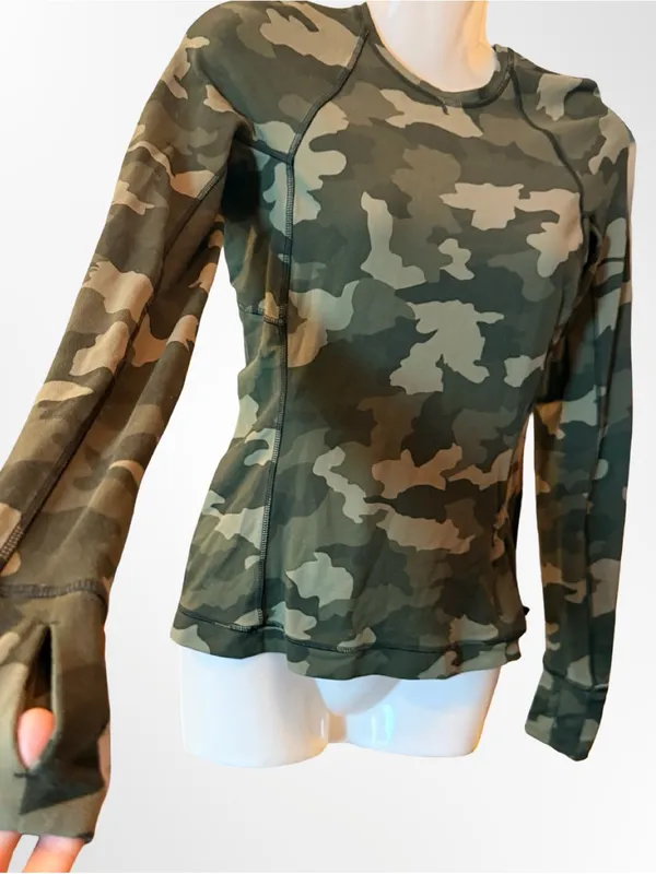 Lululemon It’s Rulu Run Long Sleeve Shirt | Olive Camo | Size 2 - Image 15