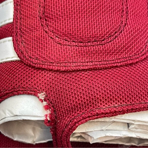 Y2K 2000s Vintage Red Platform Chunky Canvas Slide Sandals White Stripes Sz 6.5 - Image 3