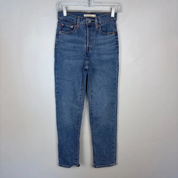 Levi's Wedgie‎ Straight Jeans Medium Wash High Rise Casual Classic Basic Size 24 - Image 2