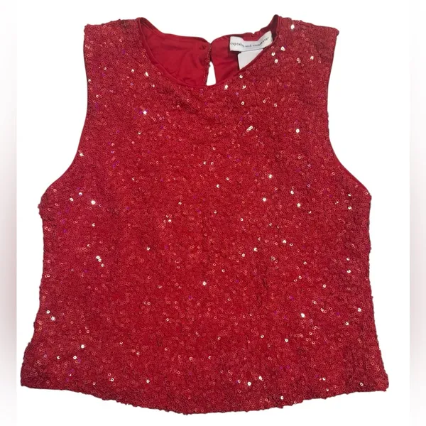 Cupcakes & Cashmere Red Sequin Top Size XS - Image 2