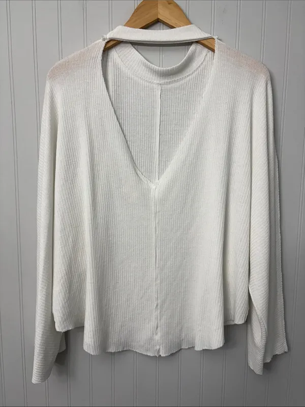 We The Free Ribbed Long Sleeve Top Women Size Large - Image 3