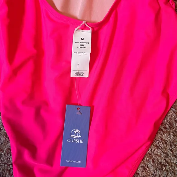 Eomenie One Piece Swimsuit‎ Cut Out Ruched Tummy Control Hot Pink M - Image 7