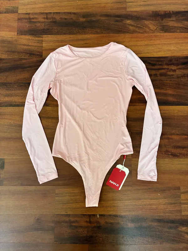 Soft Pink Long Sleeve Thong Bodysuit | Brand New XS - Image 2